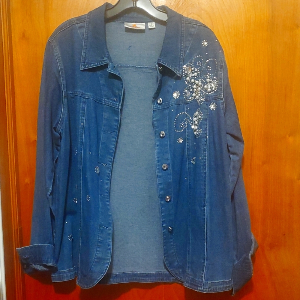 Blue Jean Jacket with Decorative Rhinestones